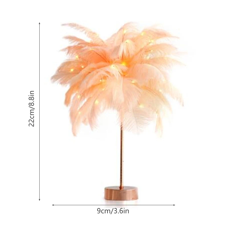 Bedroom Fairy light Feather Table Lamp DIY Creative Warm Light Tree Feather Lampshade Wedding Decor Home Bedroom Decor Christmas