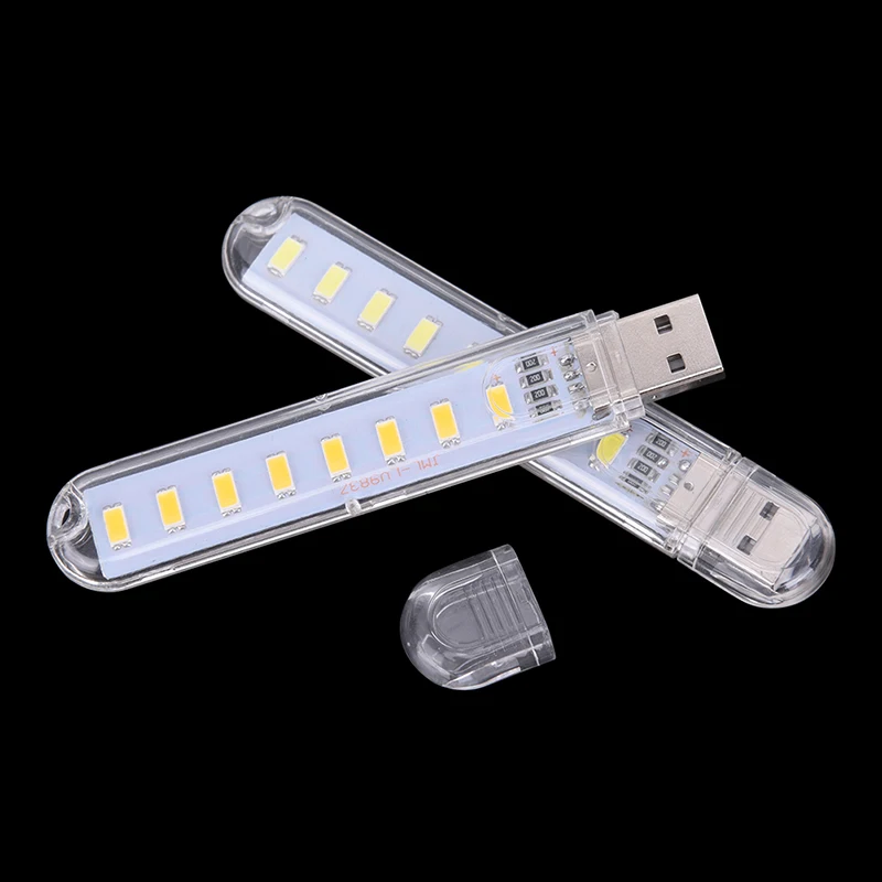 Mini Portable USB LED Book Light DC5V Ultra Bright Reading Book Lamp 8leds Lights For Power Bank PC Laptop Notebook