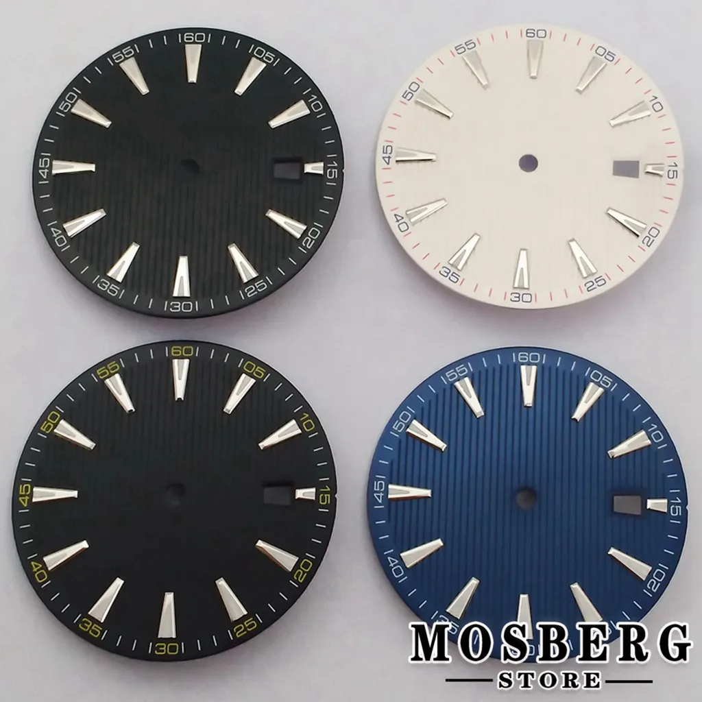 33.5mm Sterile Luminous Black Watch Dial With Date Window For NH35 ETA2824 2836 Miyota8215 8205 821A  Automatic Movement