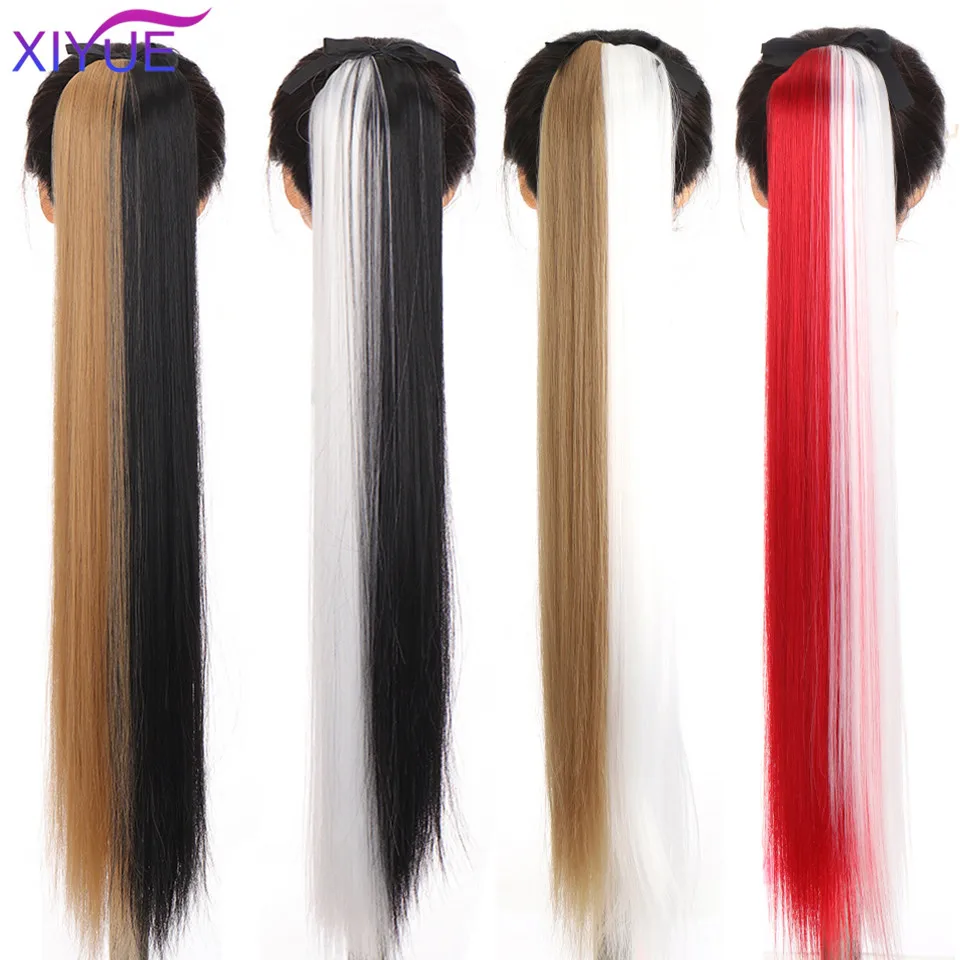 XIYUE Super Long Straight Clip In Tail Synthetic Hair Ponytail Hairpiece With Hairpins Synthetic Pony Tail Hair Extensions