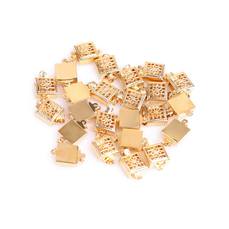 Fermoirs et fermetures en filigrane 14 or, boîte de perles remplie, collier, Bracelet, bijoux exquis