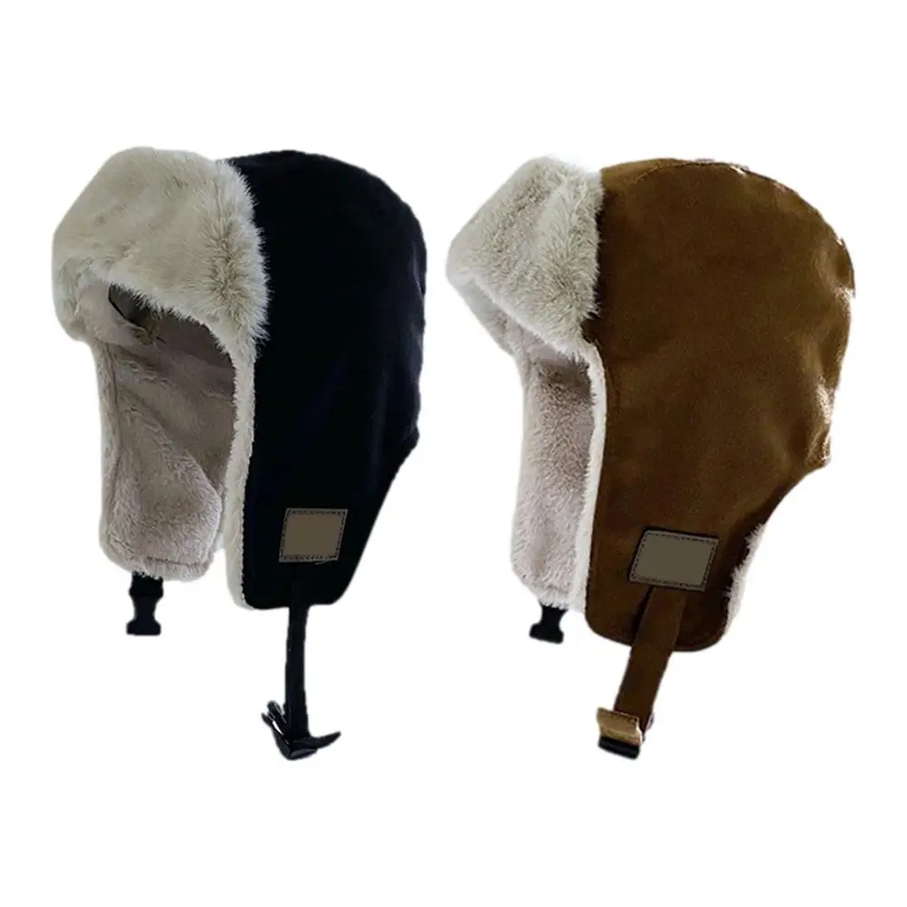 

Unisex Winter Warm Hat Fleece Snow Bomber Trapper Hats Russian Ushanka Hats Keep Warm Ear Flap Pilot Trapper Caps