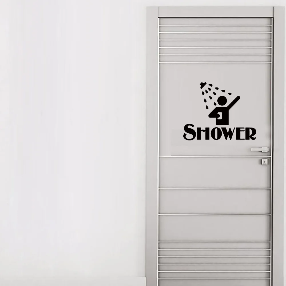 Creative SHOWER Pattern Wall Sticker Decor Decals Home Decorations Bathroom Removable Vinyl Art Decorative Door Sticker