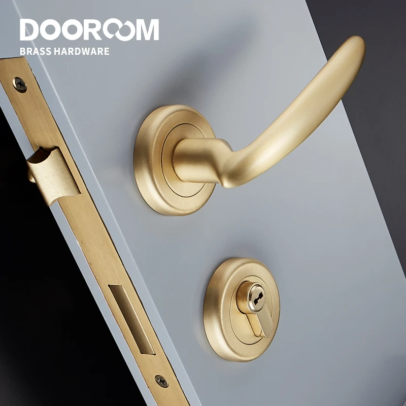 

Dooroom Brass Mute Door Lever American European Modern Black Gold Interior Room Bedroom Bathroom Solid Wood Door Lock Split Knob