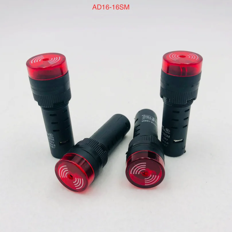 3 Pcs/Lot AD16-16SM 16mm AC/DC 12V , 24V , 110V , AC220V Siren Buzzer Red LED Active Beep Alarm Indicator Light Pilot Lamp