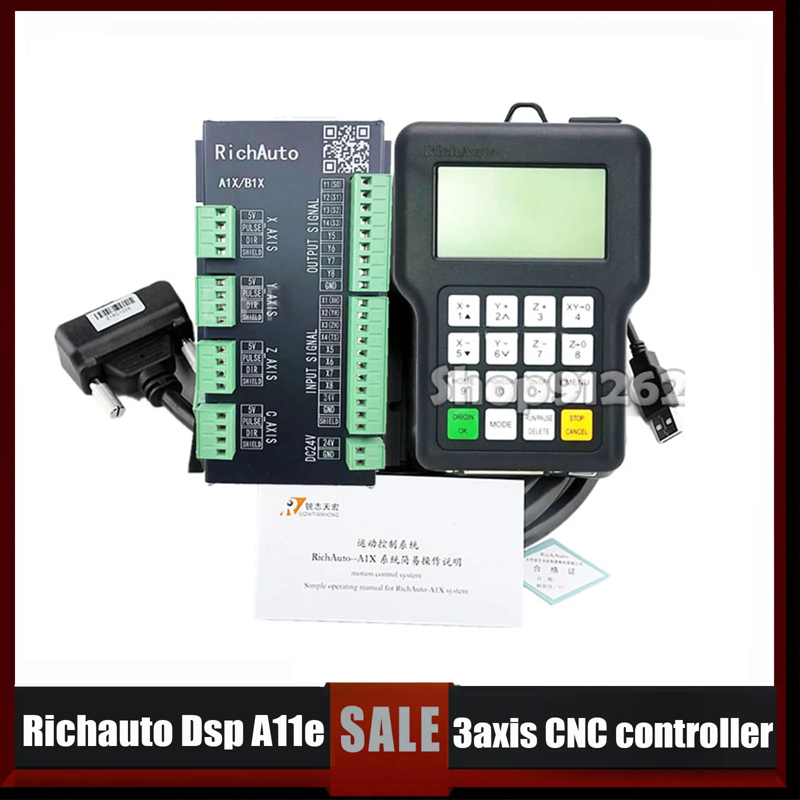 The Latest Richauto A11 3-axis Dsp Handle Controller Cnc Engraving Machine Remote Motion Control System English Version