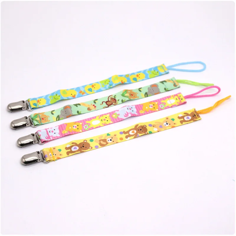 Baby metal anti-drop belt baby pacifier clip thickened double-sided printing metal teether anti-drop chain toy