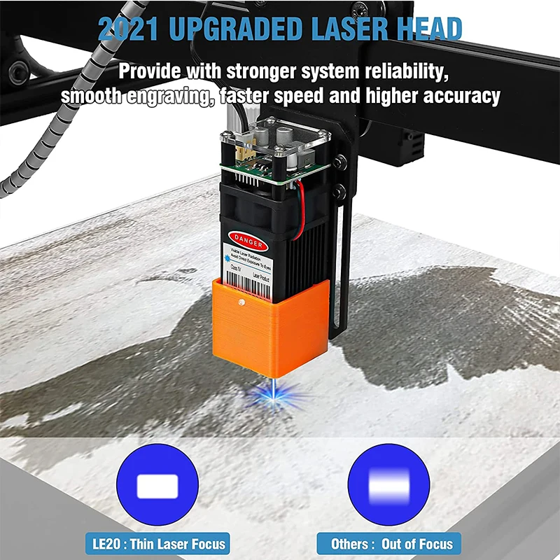 Grabador láser de 20W, máquina cortadora de grabado láser, máquina de enfoque fijo preciso mejorada, área de trabajo de 400x400mm