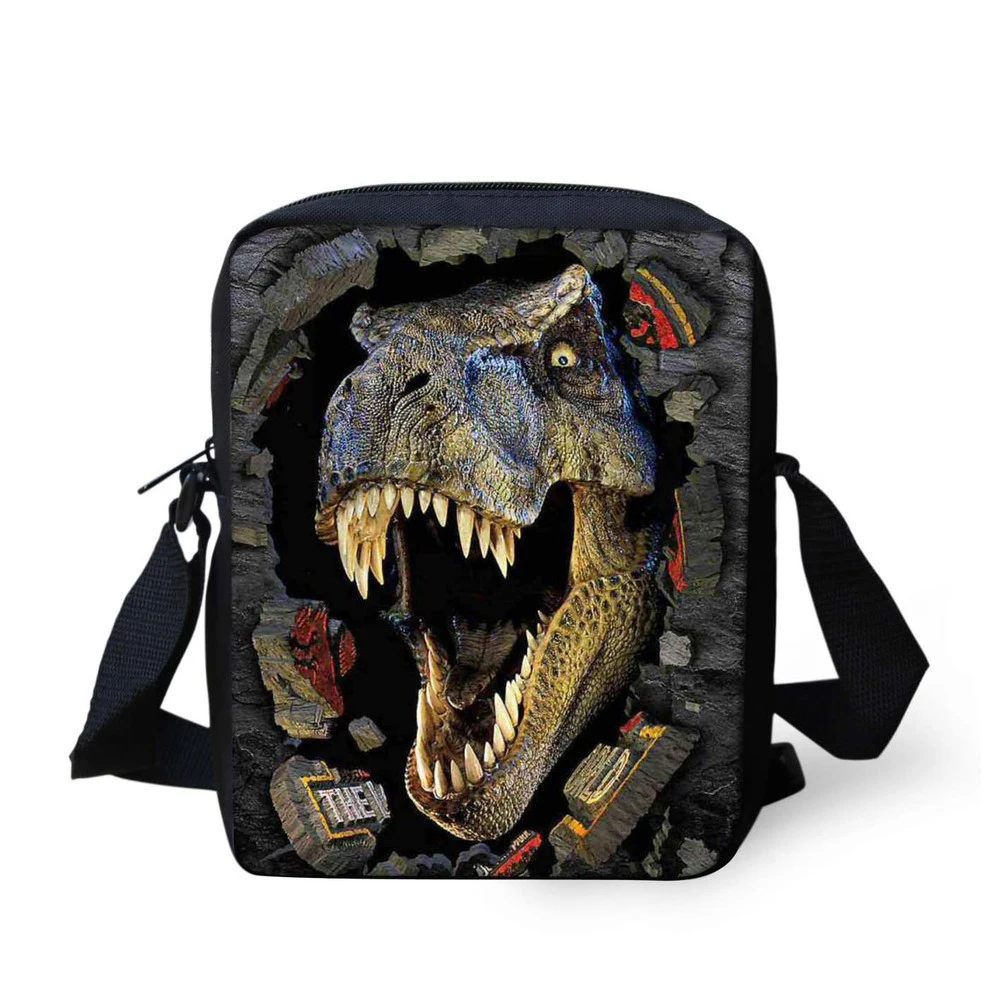 Cute 3D Dinosaurs Messenger Bag para crianças, estampas de animais, Cross Body Bag, Mini Shoulder Bags, Travel Sling Bag, meninos e meninas