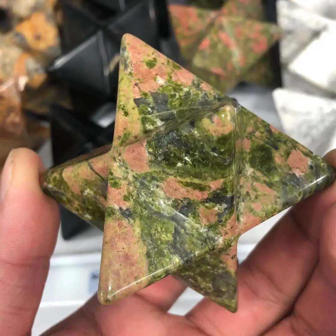 Natural Flower Green Crystal Melkaba Arcade Crystal Stone Melkaba Star Energy Mineral Jewelry Healing Decoration