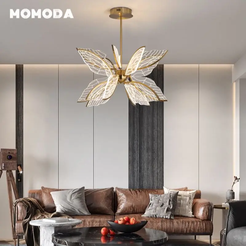 Nordic LED Chandeliers Lighting Modern Butterfly Iron Acrylic Pendant Hanging Lamps Bedroom Living Room Indoor Lights Fixture