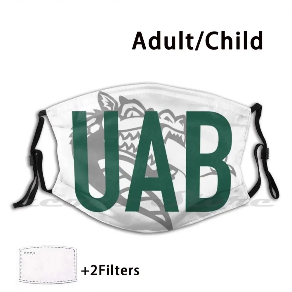 

Uab Blaze-Green Mask Adult Child Washable Pm2.5 Filter Logo Creativity Uab College University Birmingham Blaze Blazer