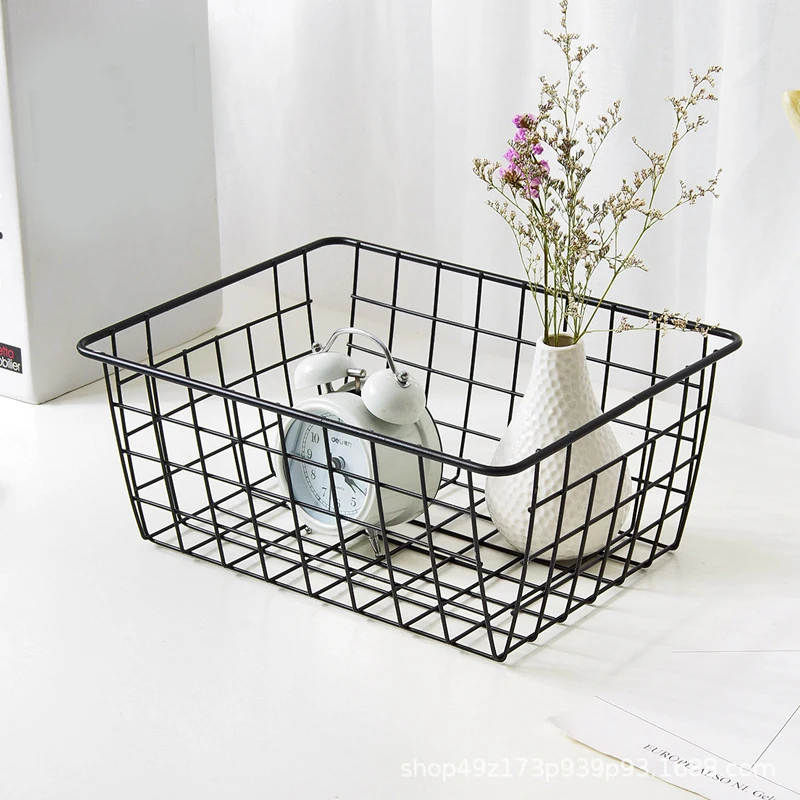 

Iron Storage Basket Art Wrought Storage Basket Desktop Bathroom Organizer Holder Home Sundries Container Panier De Rangement