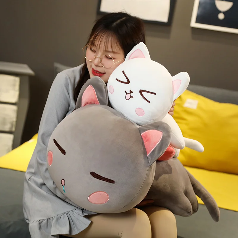 Cute Cat Plush Toy 28/40/65cm Stuffed Lying Position Animal Cat Throw Pillow Cushion