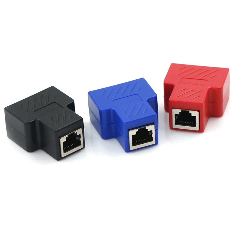 RJ45 Splitter Adapter 1 To 2 Dual LAN Ethernet Socket Network Connections Splitter Adapter For PCB Board Welding Blue Black Red