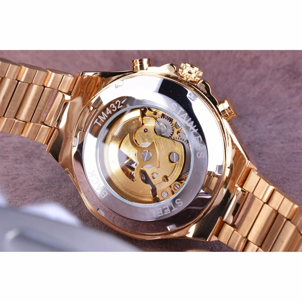 Free Shipping 2020 Top Brand Luxury Winner Men Automatic Skeleton Watches Mechanical Sport Design Bezel Golden Mens Watches Klok