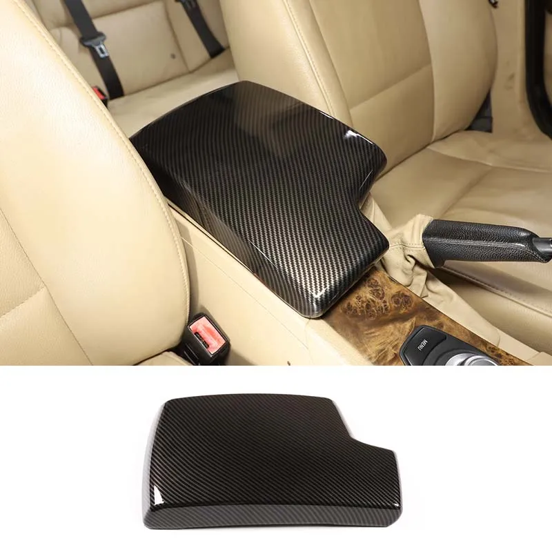 

For BMW 3 Series E90 2005-2012 Carbon Fiber Style Car Central Control Armrest Box Decorative Protective Cover Interior Accessory