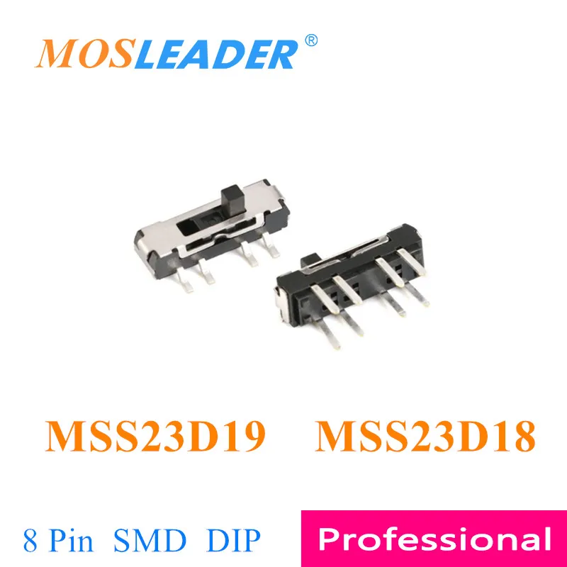 

Mosleader 1000PCS MSS23D19 MSS23D18 8P 8 Pin 3T 3 Travel 2P3T SMD Front Slide switches DIP Vertical Slide switch Toggle switch