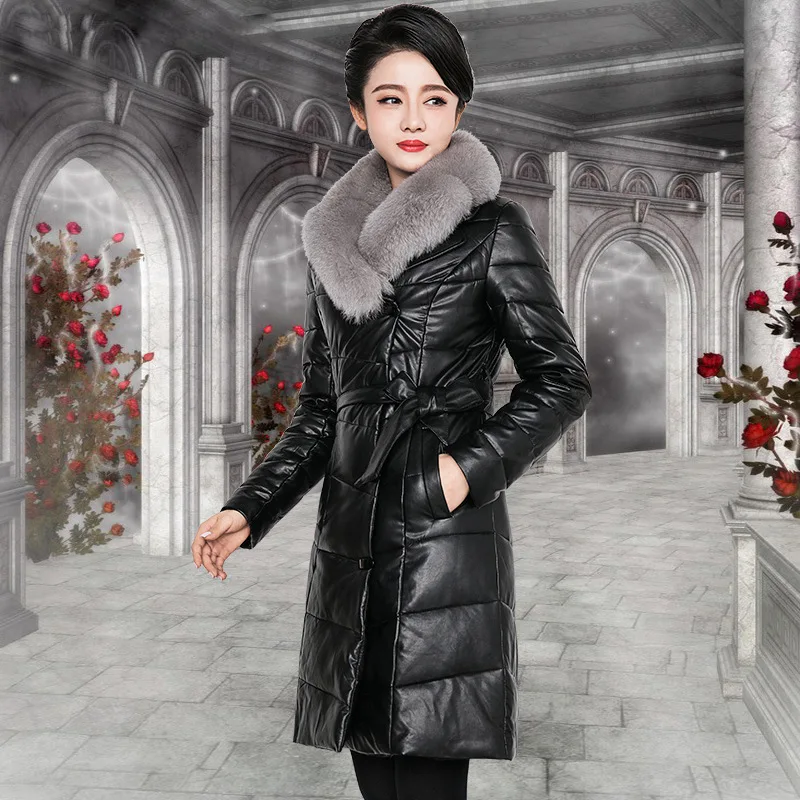 

Winter Coat Women Fox Fur Collar Pu Leather Jacket Women Down Cotton Jackets Parka Abrigos Mujer Invierno 2020 113