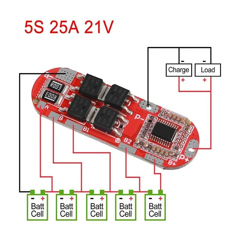 2Pcs BMS 5S 21V 18650 Li-ion Lithium Battery Protection Circuit Charging Board Module PCM Polymer Lipo Cell PCB Module