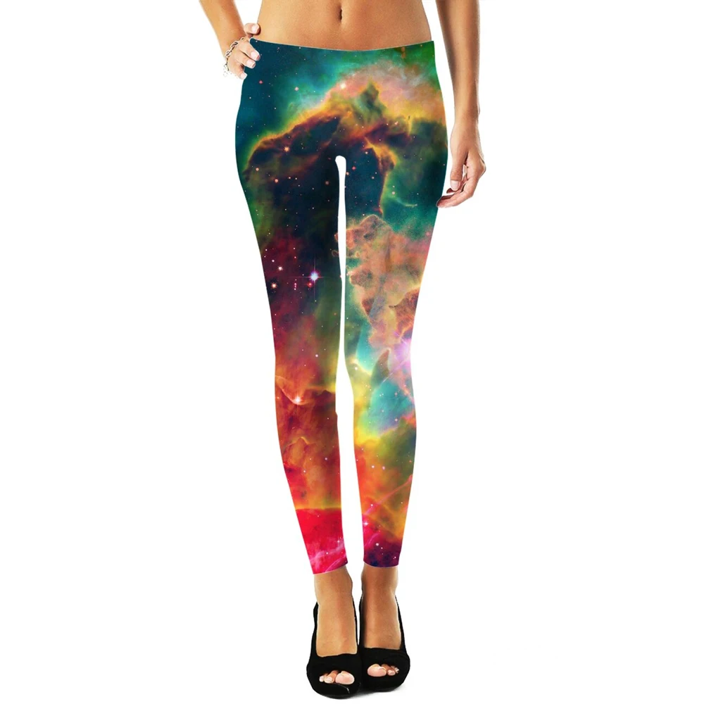 PLstar Cosmos Women Leggings Fashion 3D Digital Printing Crimson Nebula Leggings Sexy Elastic Female Skinny Leggings Gothic DDK1