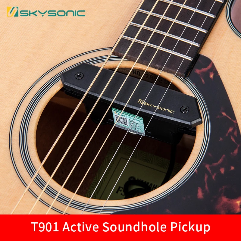 Skysonic-T-901 Acoustic Guitar Pickup, Active Magnetic Sound Hole Pickup, Volume and Tone Controls