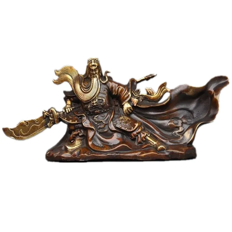 christmas Old Chinese folk bronze gilt Generals dragon warrior guangong Guan Yu god statue halloween