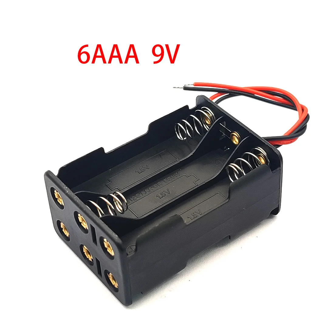 6 AAA 9V Battery Box Holder Back To Back 6AAA Battery Case AAA Storage Box With Wire Leads