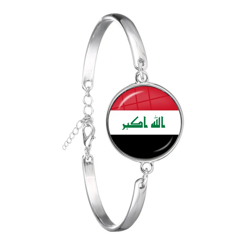 Iraq,Yemen,Nepal,Bangladesh,Maldives,Lebanon National Flag Bracelet 18mm Glass Cabochon Chain Bangle For Women Men Gift