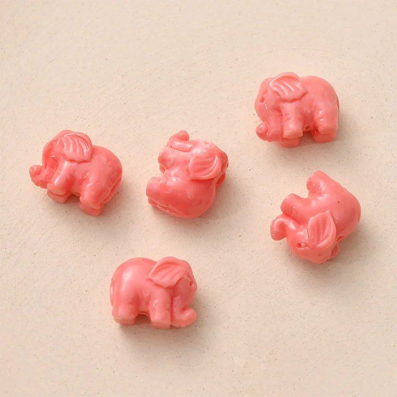 15pcs 14mm Elephant Shape Artificial Coral Beads For Jewelry Making Loose Spacer White/Pink Animal Bead DIY Bracelet Necklace