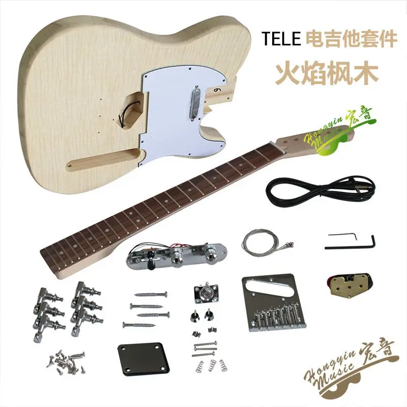 

DIY Unfinished Electric Guitar Kits hy-TELE Style Basswood Body Maple Neck Fingerboard,Instrument Guitar with All Hardwares