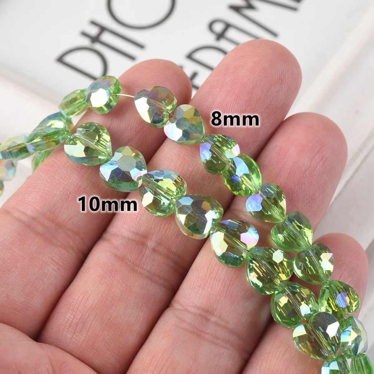 20pcs 8mm 10mm Shiny Colorful Heart Faceted Crystal Glass Loose Craft Beads for Jewelry Making DIY Crafts Findings