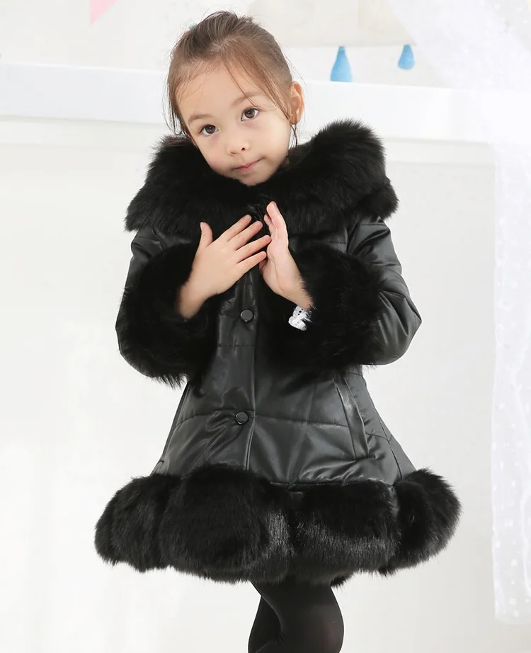 Fashion Baby Winter Warm Fur Coats For Girls Long Sleeve Hooded Thick Girls Jacket For Christmas Party Kids Fur Outwear Clothing