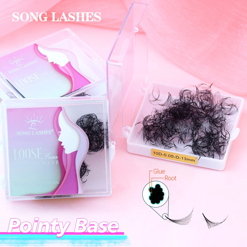 SONG LASHES Premade Volume Fans Eyelash Extensions Loose Fans Makeup Medium Stem Sharp Thin Stem Pointy Base