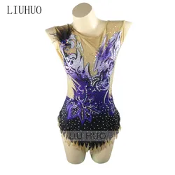 LIUHUO Figure Skating Dress Women's Girls' Ice Performance Rhythmic Gymnastics Competition Leotard Artistic Costume Dance Purple