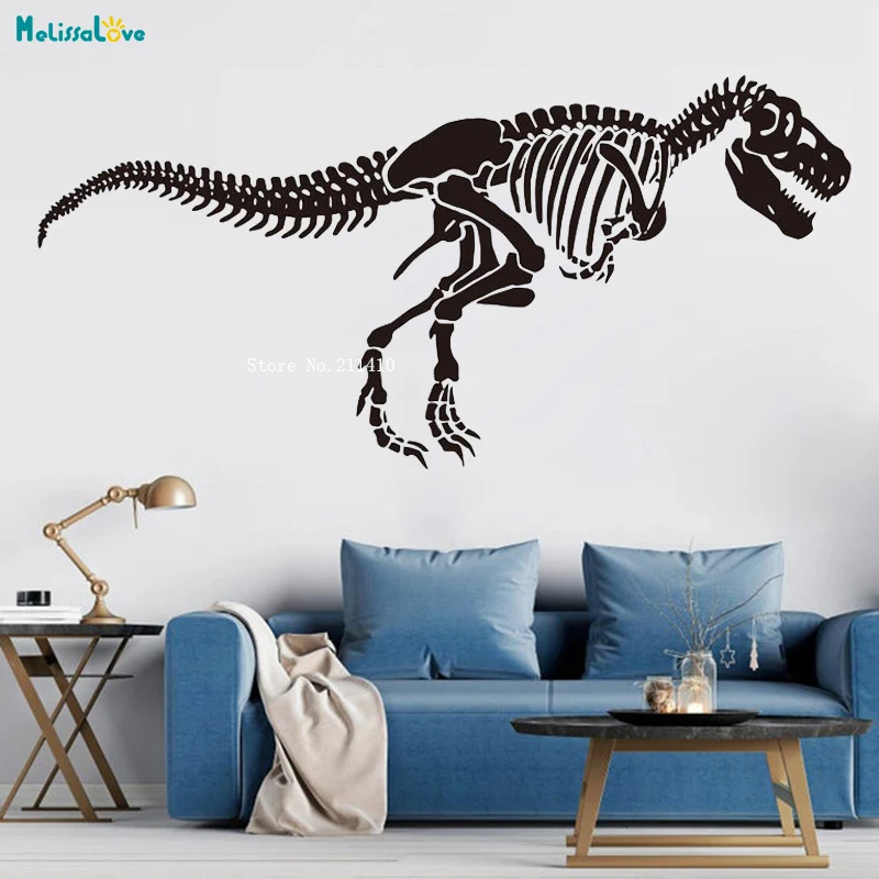 Large Tyrannosaurus Skeleton Wall Decal Animal Dinosaur Vinyl Sticker Living Room Kids Boy Room Art Décor Removable YT3269