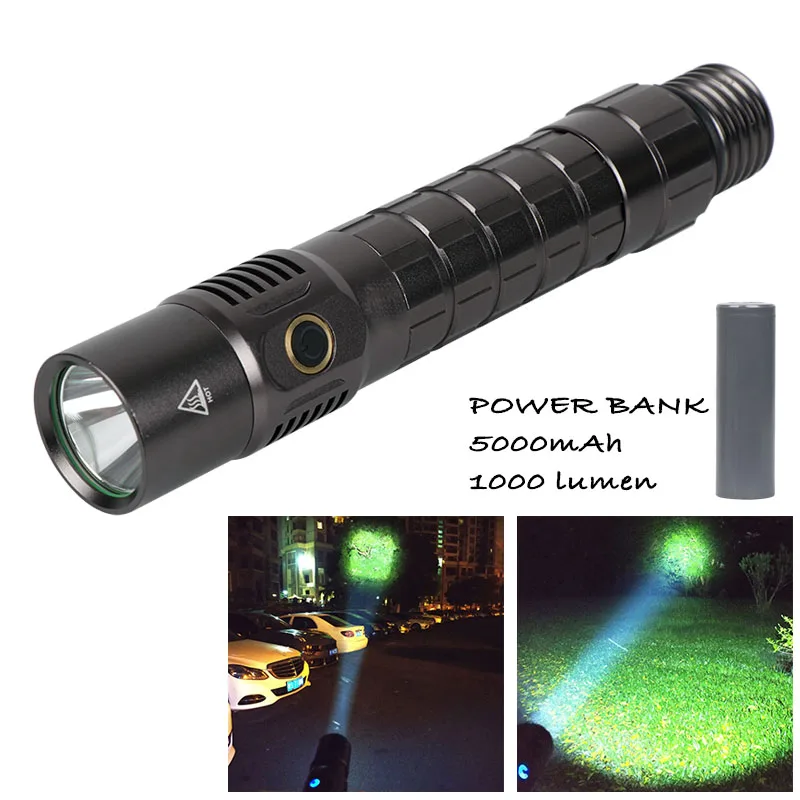 5000mAh Power Bank Extension Pole Thread Compatible Flashlight Accessory for Tools in Store