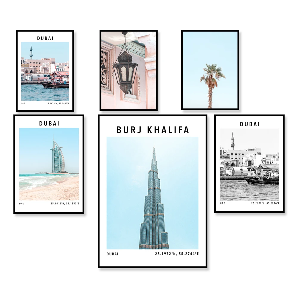 

Dubai Prints, Burj Khalifa Dubai, Dubai Creek, Dubai Lanterns, Dubai City Architecture Travel Poster Coordinate Skyline Prints