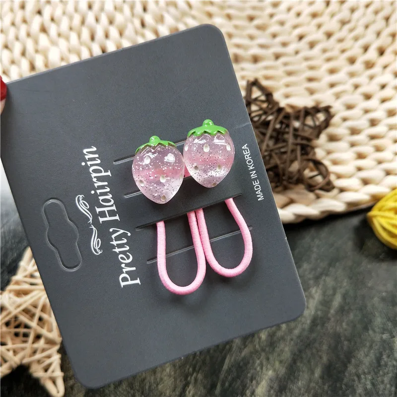 Cute New Sparkling Strawberry BB Clips Kids Hairpins Children Headwear Elastic Hair Bands Girls Accessories Baby Clips Headdress