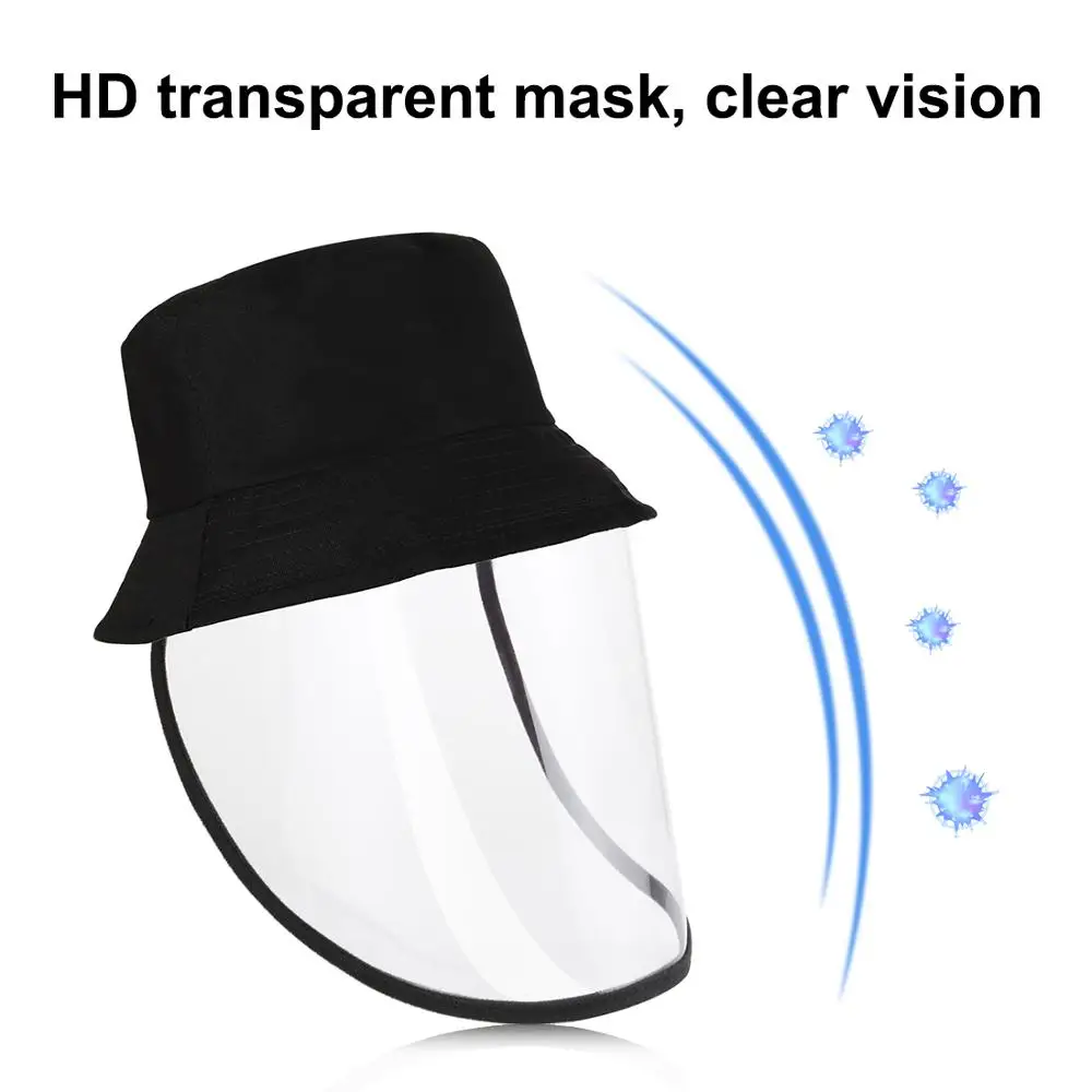 Wind Proof Isolated Droplets Protective Buscket Hat with Transparent Face Shield Mask for Babies Helmet Goggles Visors for Kids