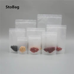 StoBag 50pcs PE Matte Transparent Self-supporting Ziplock Food Packaging Bag Tea Dried Fruit Plastic Self-supporting Zipper Bag