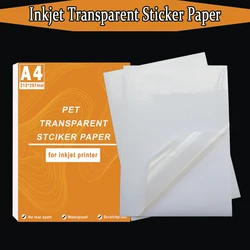 Papel de impresión autoadhesivo transparente de inyección de tinta A4, impermeable, a prueba de arañazos, capa translúcida, etiqueta adhesiva PET de 85 micras