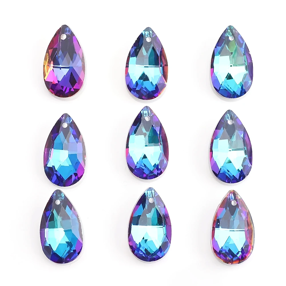 20 sztuk/partia Faceted szkło Teardrop koraliki niebieski 13x22mm urok kryształ spadek wisiorek dla DIY Making kobiet Earing biżuteria akcesoria