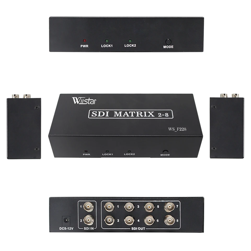 

SDI BNC Matrix SD/HD/3G-SDI Splitter Switcher SDI 2 в 8 выходов для системы безопасности камеры SDI