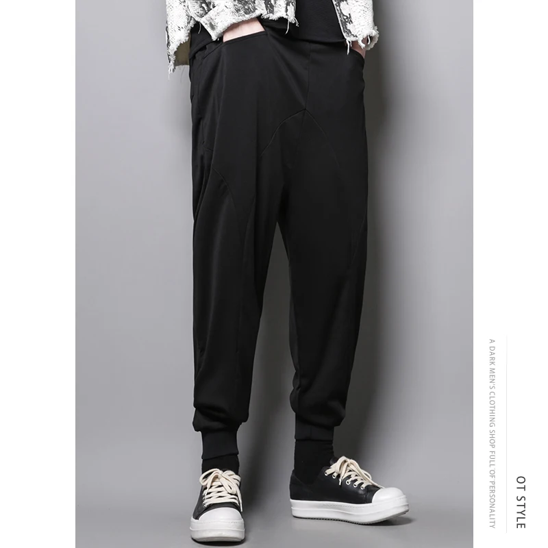 Summer and autumn dark Jane Ro Wind Deconstruction Casual Sports 100-match stitching loose bound pants nine-minute flying mouse