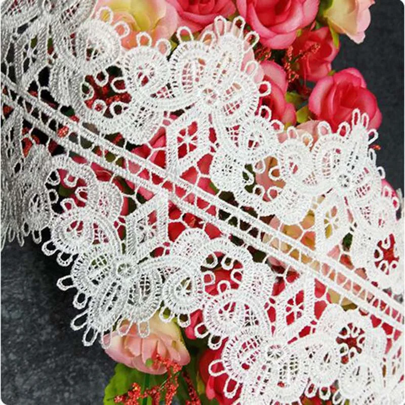 GXINUG 1 yard 10.5cm Water Soluble Milk Silk Flower Lace  Trim Ribbon Dress Applique Embroidered DIY Sewing Craft