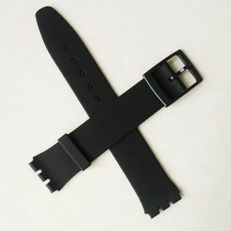 16mm Ultra thin skin rubber strap Watch accessories for Swatch strap buckle SWATCH silicone watch band Black White Pink