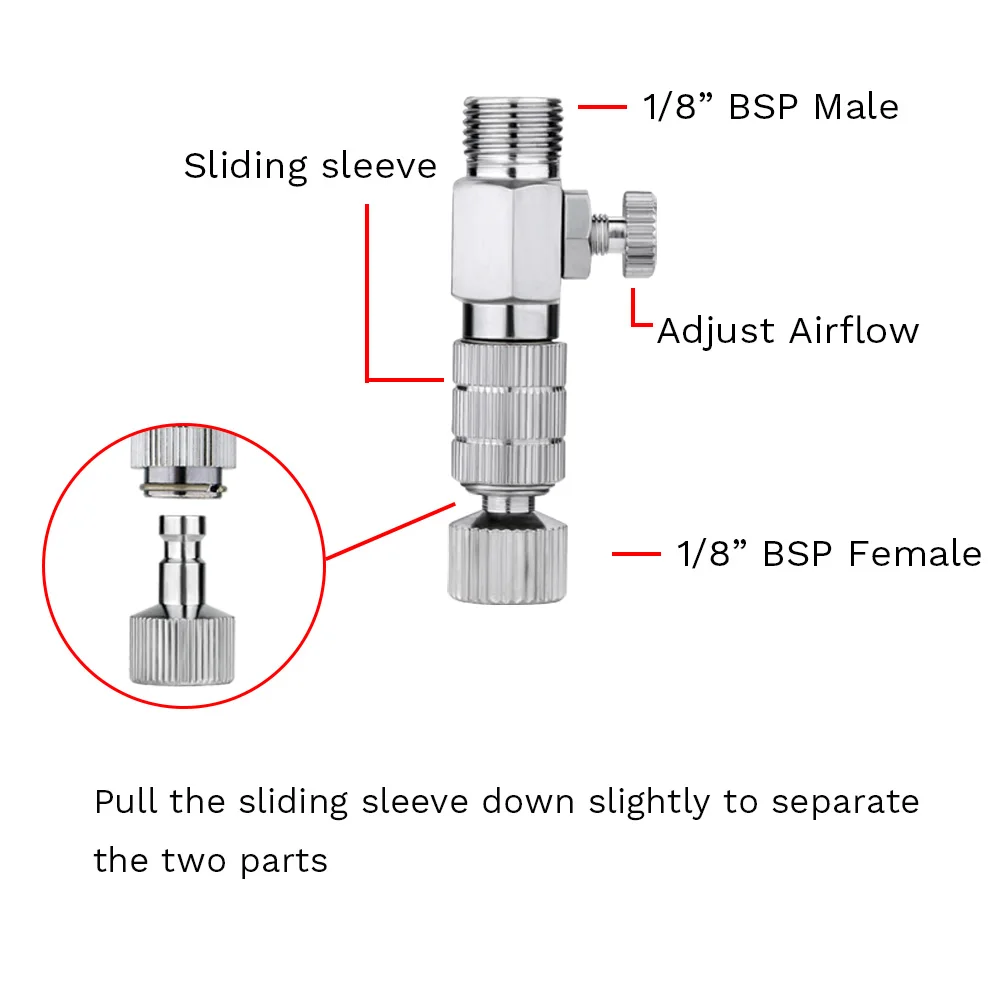 Airbrush Airflow Adjustment Control Valve Quick Disconnect Release QuickFit 1/8\