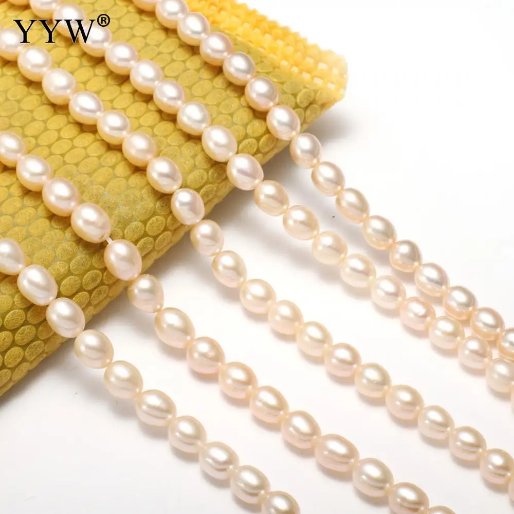 

AA 6-7mm Oval Freshwater Pearl Beads Bulk Jewelry Pink Cultured Natural Pearl DIY For Necklace Bracelets Making 15" Strand