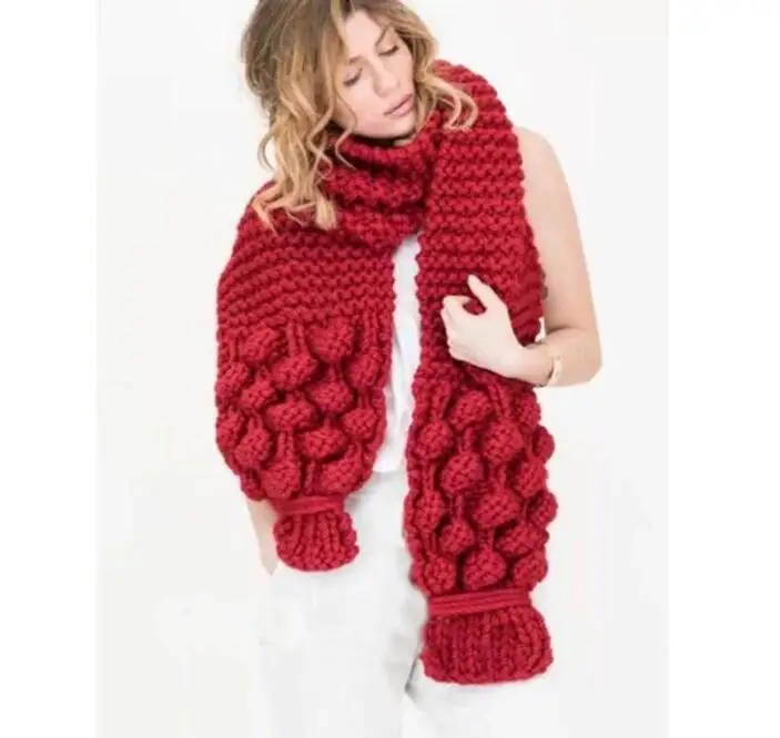 Fashion  women scarf Korean wool female student long thick warm knitting winter red black Pink scarf